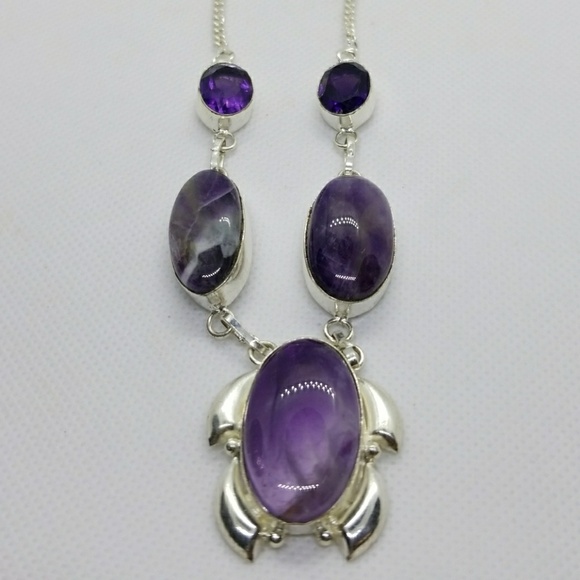 Nwot!! Natural polished amethyst necklace - Picture 1 of 5